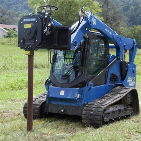 skid steer fence post drivers|vibrating post driver for skid steer.